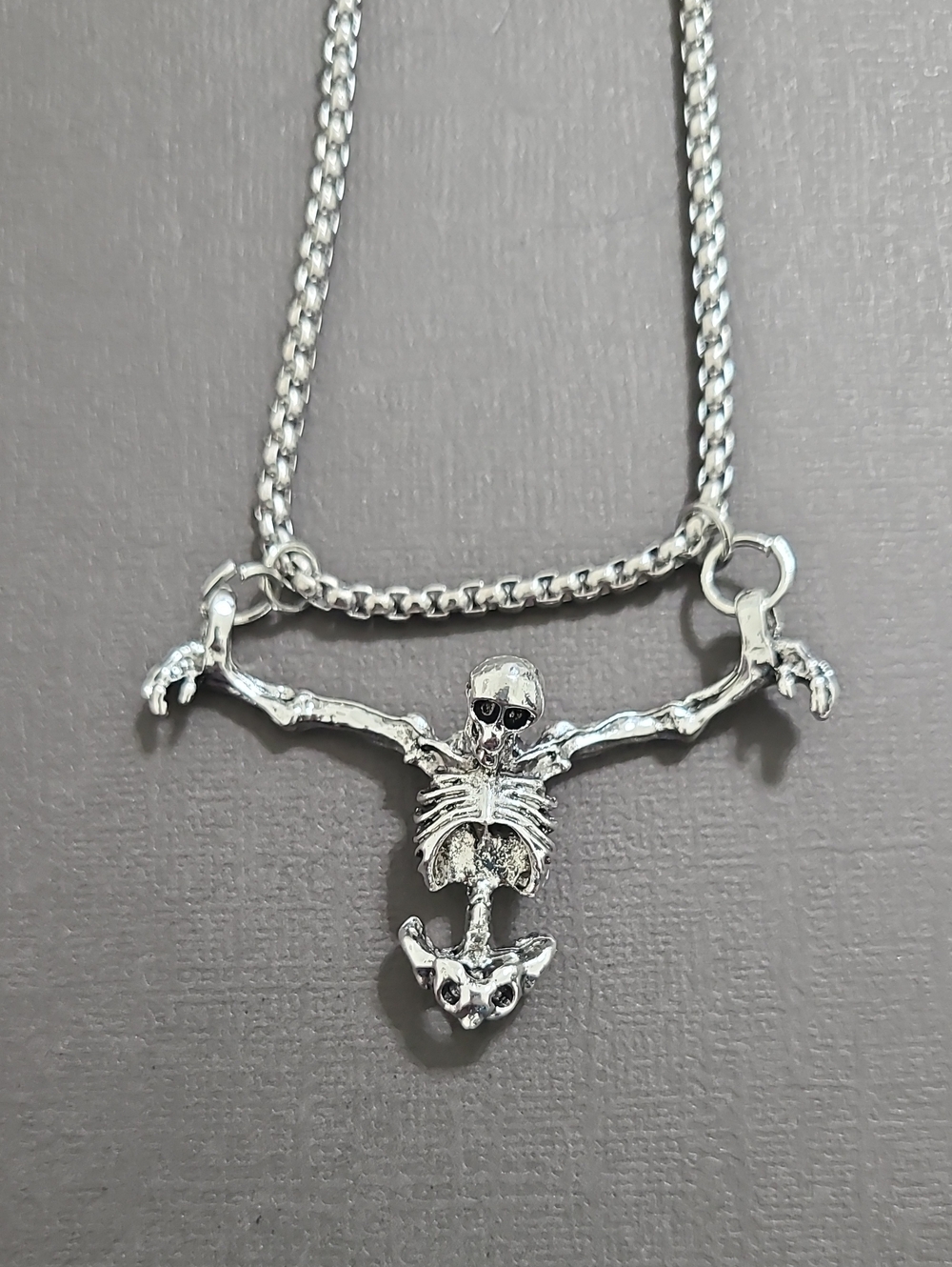 Unisex Hanging Skeleton Pendant Necklace